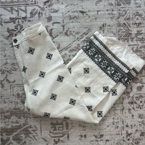 Black and White Linen Blend Pants